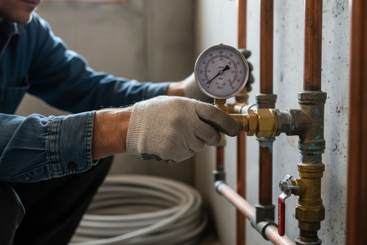 Pressure testing a repaired line during Water Line Repair in Lemoyne